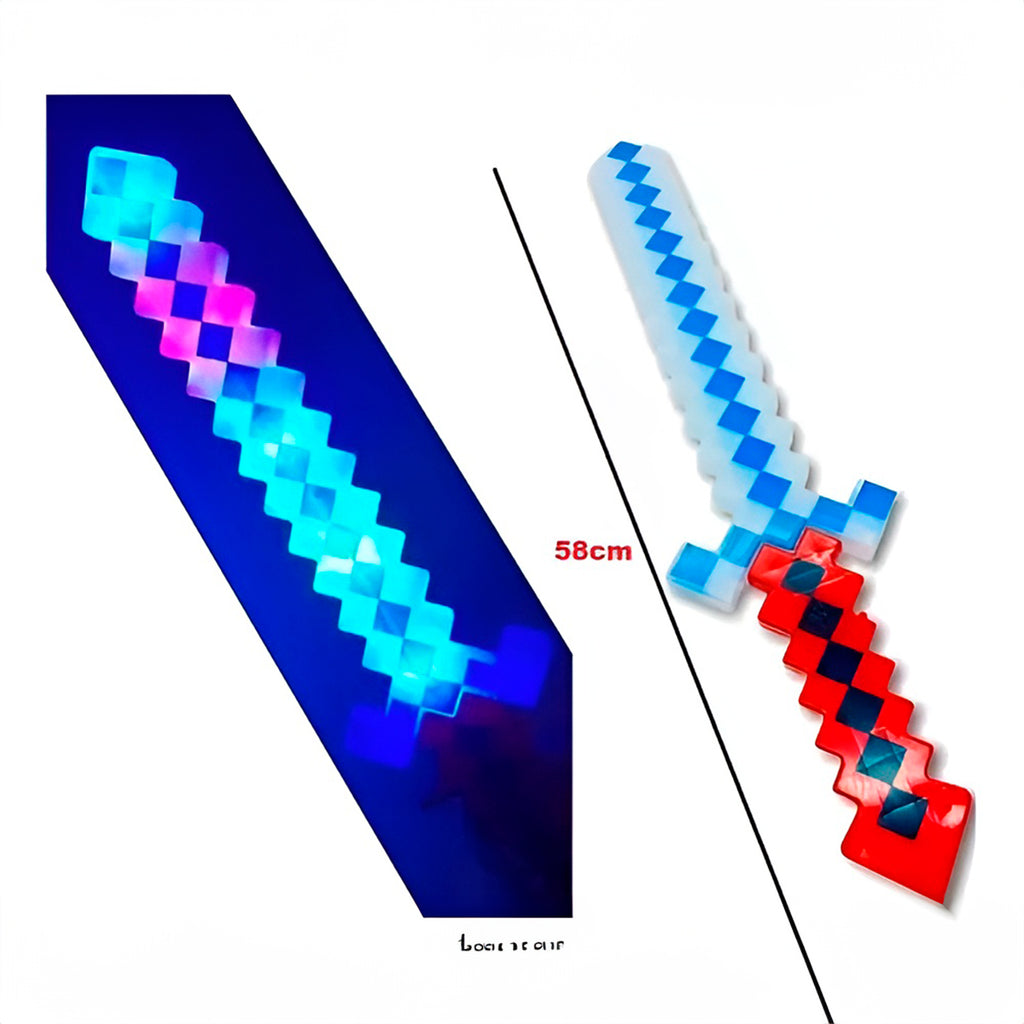Espada de Diamante com Luz e Som – Aventura Garantida no Mundo dos Pixels!