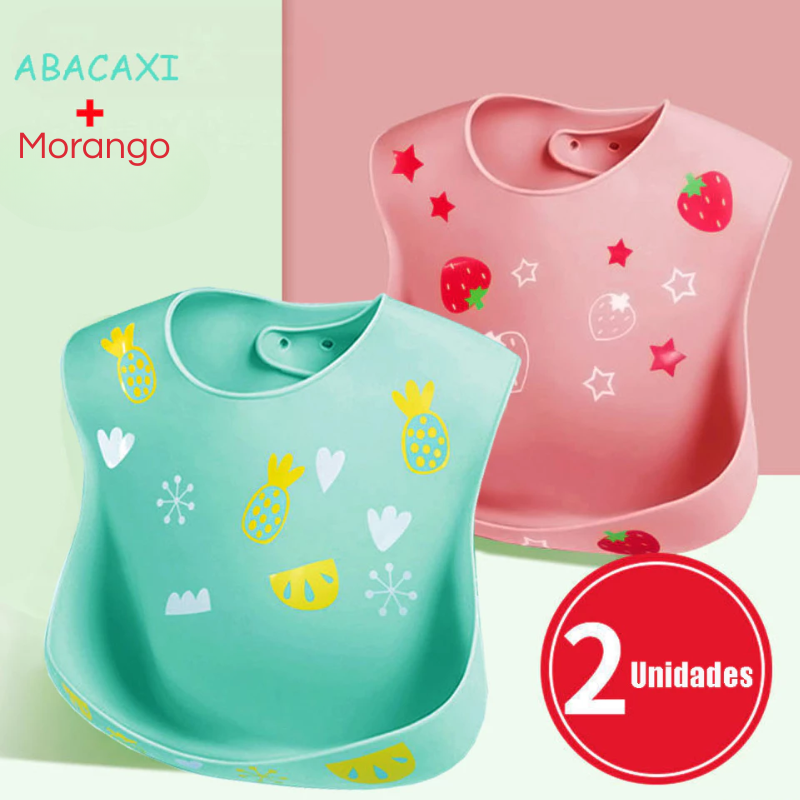Kit 2 Babadores Silicone Infantil – Impermeáveis e com Coletor | Ilha da Brincadeira