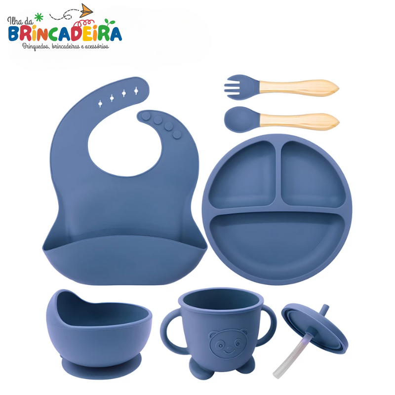 Kit Prato Infantil 6 Peças – Silicone com Ventosa | Ilha da Brincadeira