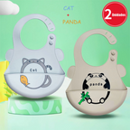 Kit 2 Babadores Silicone Infantil – Impermeáveis e com Coletor | Ilha da Brincadeira
