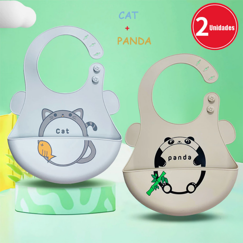 Kit 2 Babadores Silicone Infantil – Impermeáveis e com Coletor | Ilha da Brincadeira