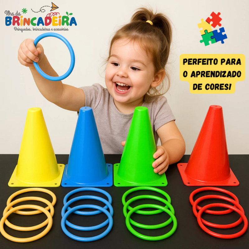 Kit Cones com Argolas – Jogo Sensorial e Educativo | Ilha da Brincadeira