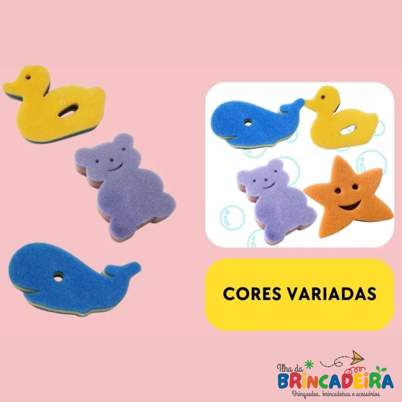 Kit 4 Esponjas lúdicas  fundo do mar  | Ilha da Brincadeira