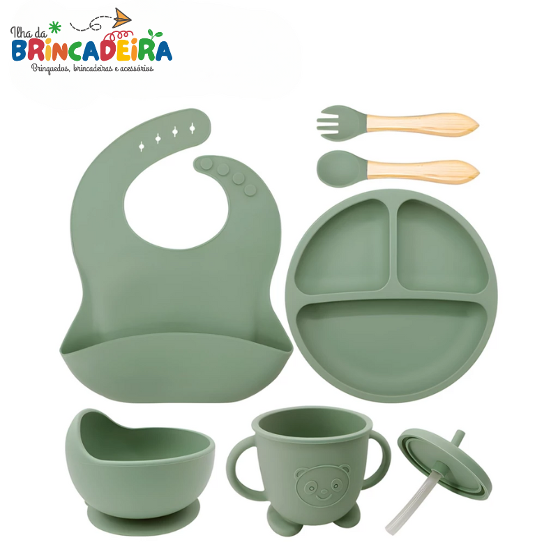 Kit Prato Infantil 6 Peças – Silicone com Ventosa | Ilha da Brincadeira