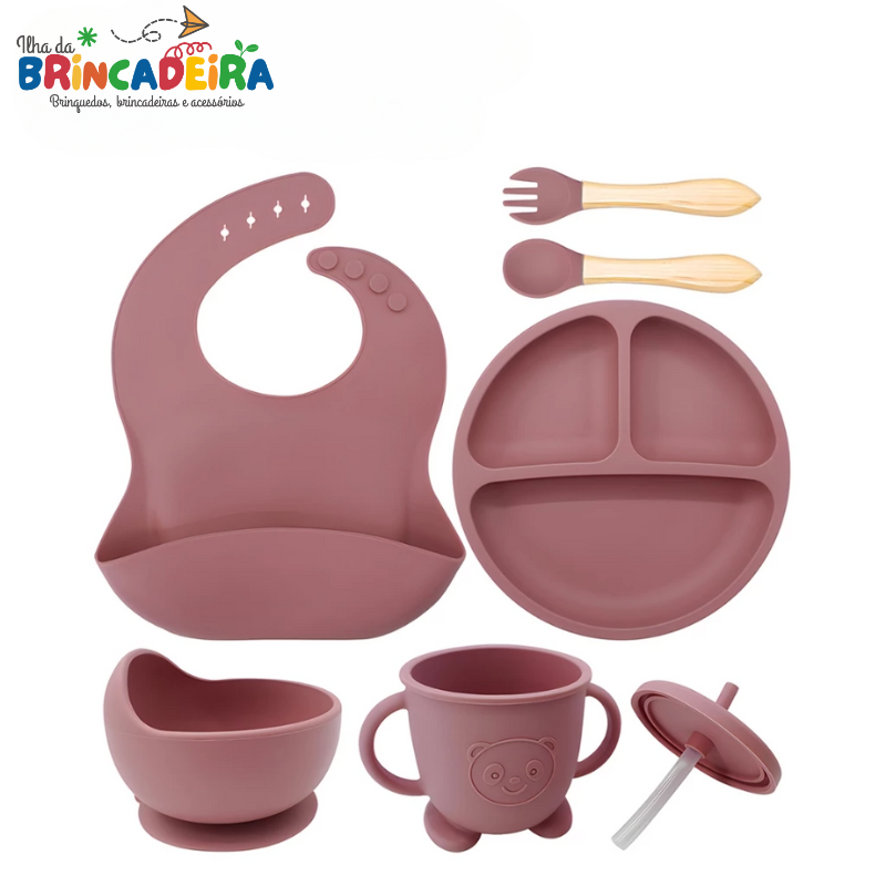 Kit Prato Infantil 6 Peças – Silicone com Ventosa | Ilha da Brincadeira