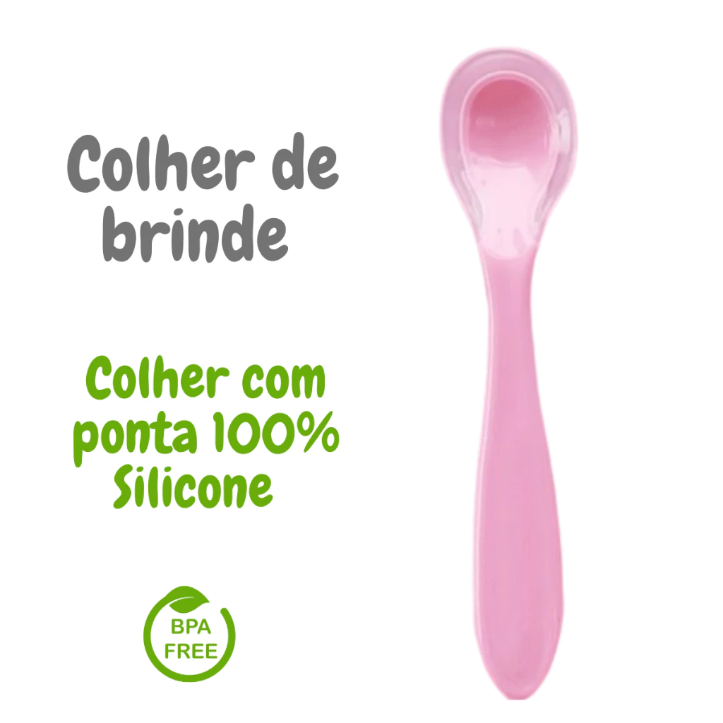 Porta Leite em Pó 3 Divisórias + Colher Silicone | Ilha da Brincadeira