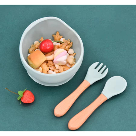 Kit colher e garfo silicone infantil | Ilha da Brincadeira