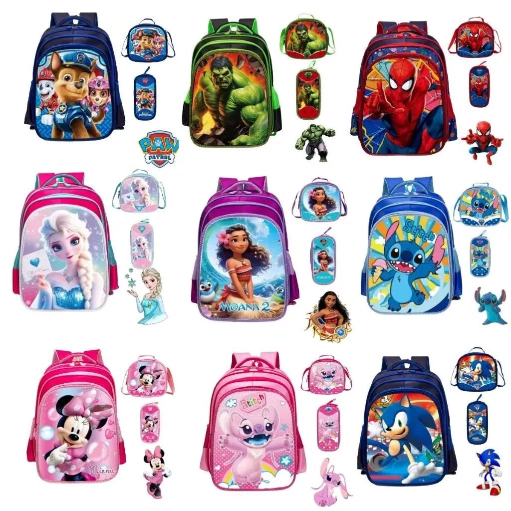 Kit 3 em 1 dos Heróis: Mochila + Lancheira + Estojo