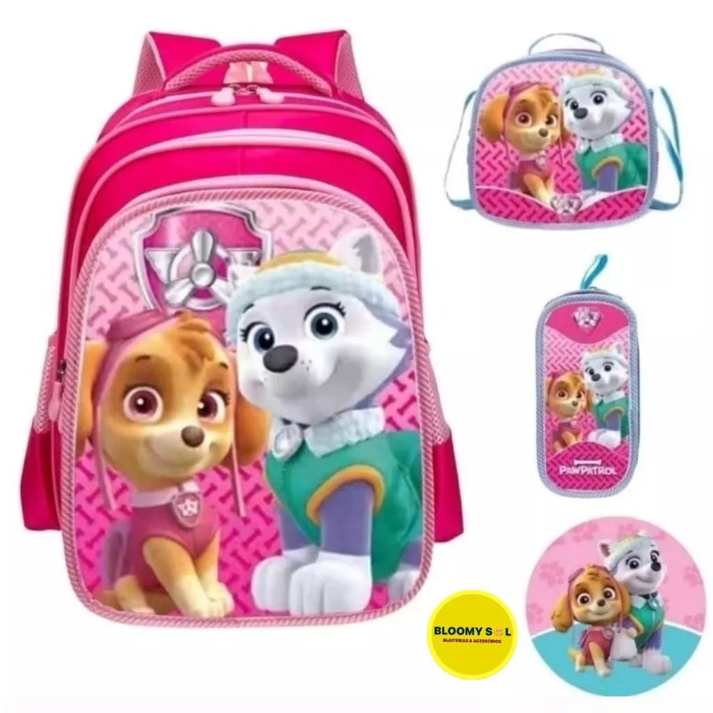 Kit 3 em 1 dos Heróis: Mochila + Lancheira + Estojo