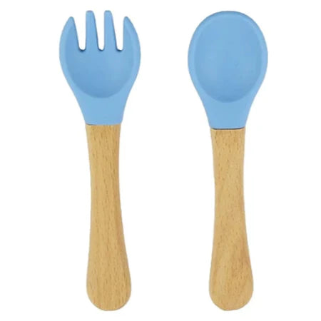 Kit colher e garfo silicone infantil | Ilha da Brincadeira