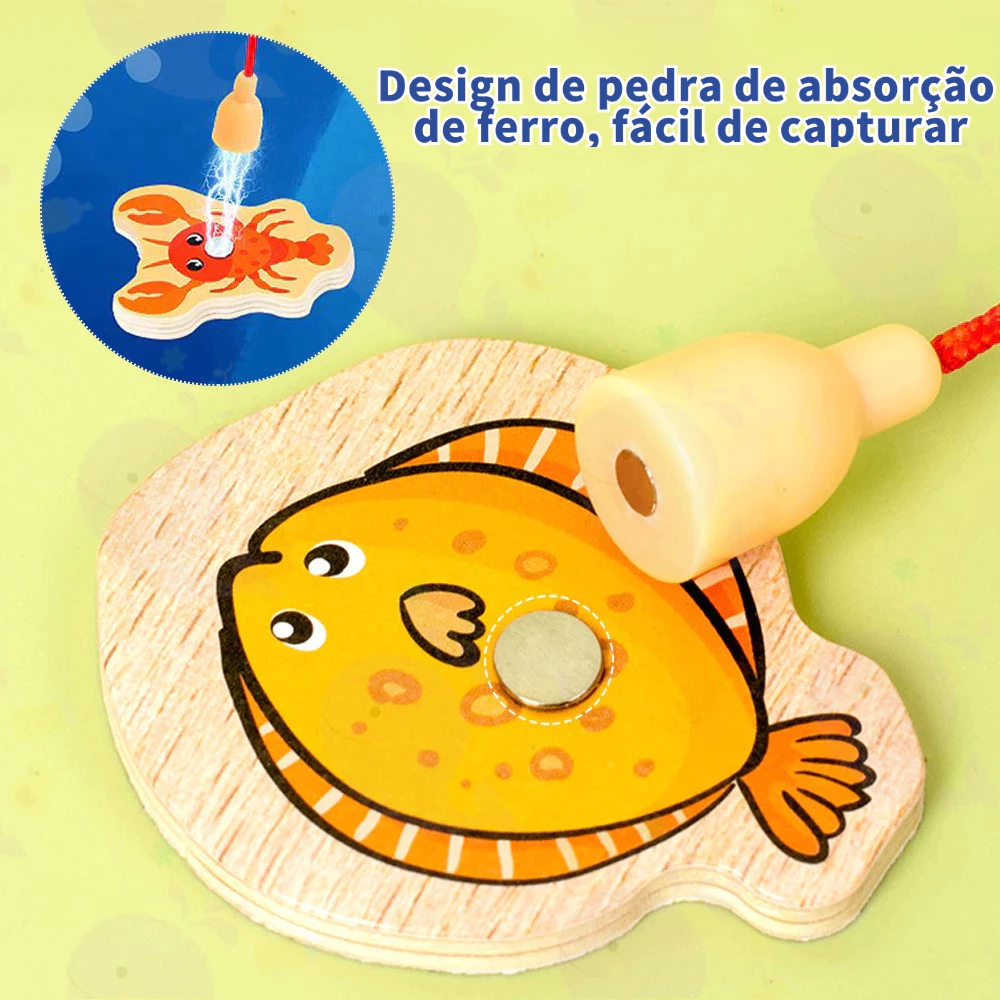 Jogo Pescaria Magnética Infantil – 54 Peças de Madeira | Ilha da Brincadeira