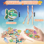 Jogo Pescaria Magnética Infantil – 54 Peças de Madeira | Ilha da Brincadeira