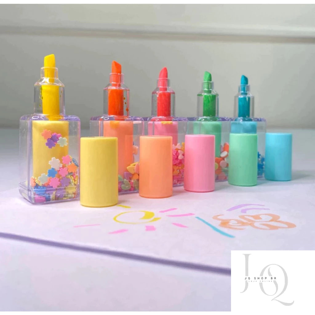 KIT 5 Caneta Marca-texto Cores Divertidas