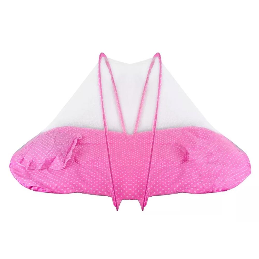 Ninho dos Sonhos – Berço ROSA Portátil com Mosquiteiro