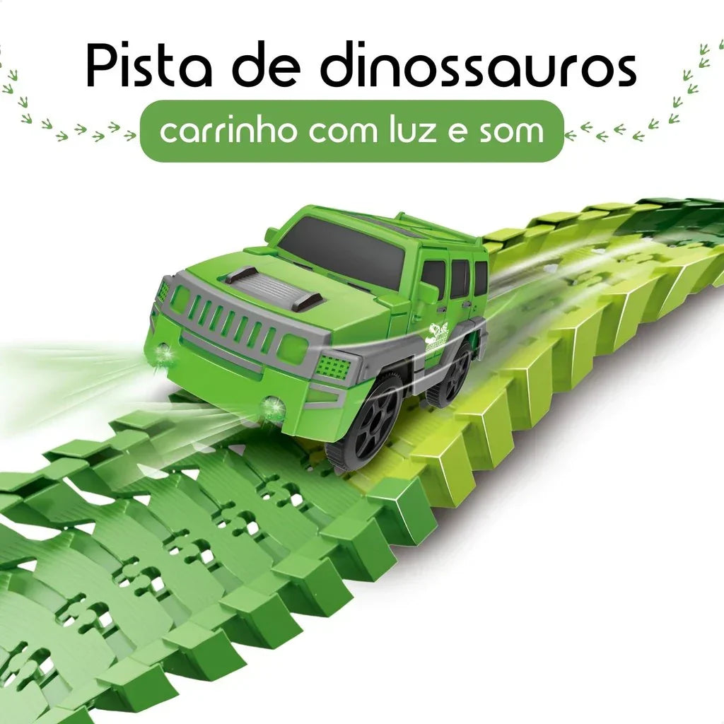Pista Dinossauro Looping Radical Carrinho Com Luz e Som 217 Peças