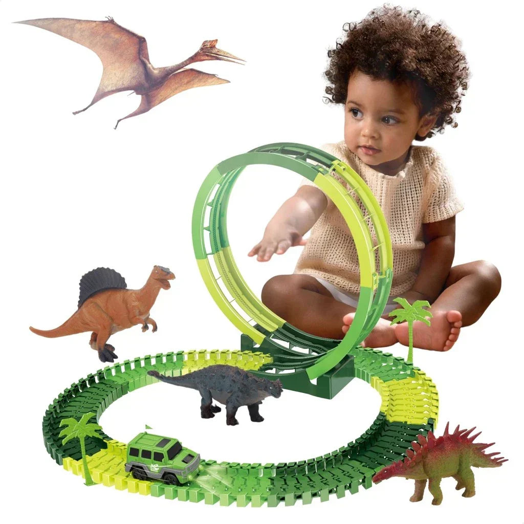 Pista Dinossauro Looping Radical Carrinho Com Luz e Som 217 Peças